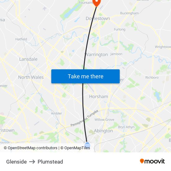 Glenside to Plumstead map