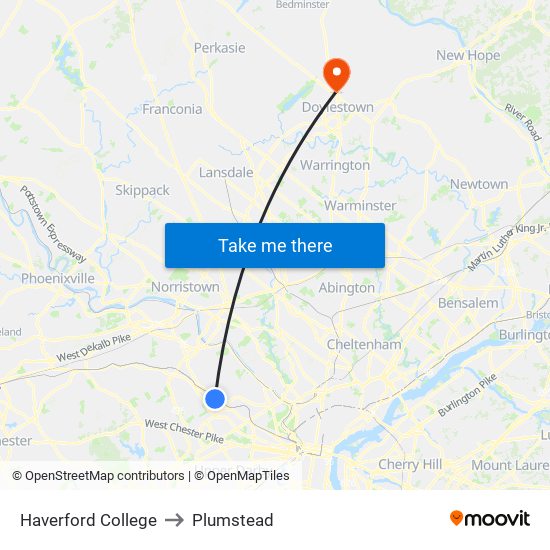 Haverford College to Plumstead map