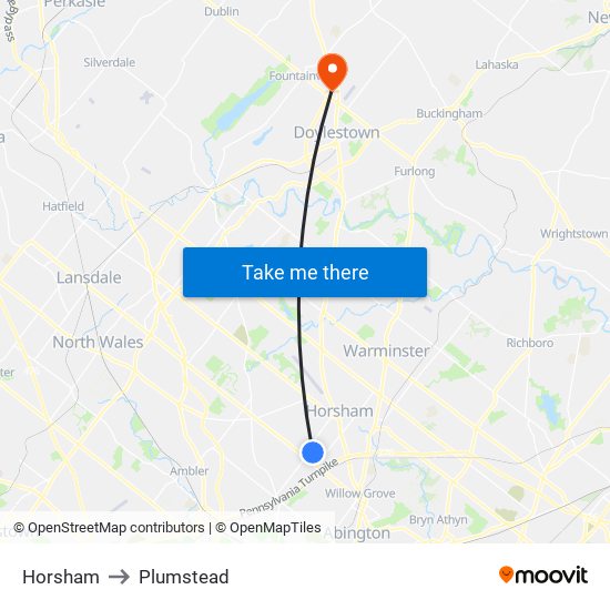 Horsham to Plumstead map