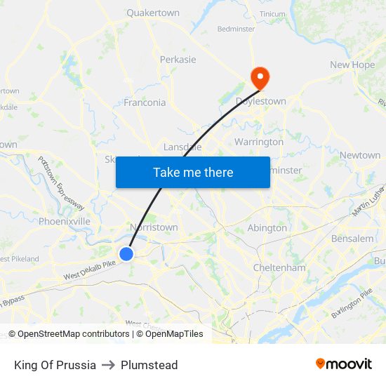 King Of Prussia to Plumstead map