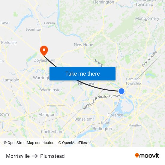 Morrisville to Plumstead map