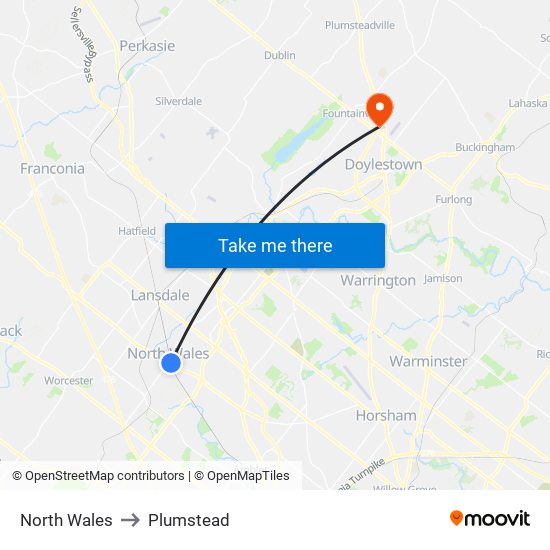 North Wales to Plumstead map