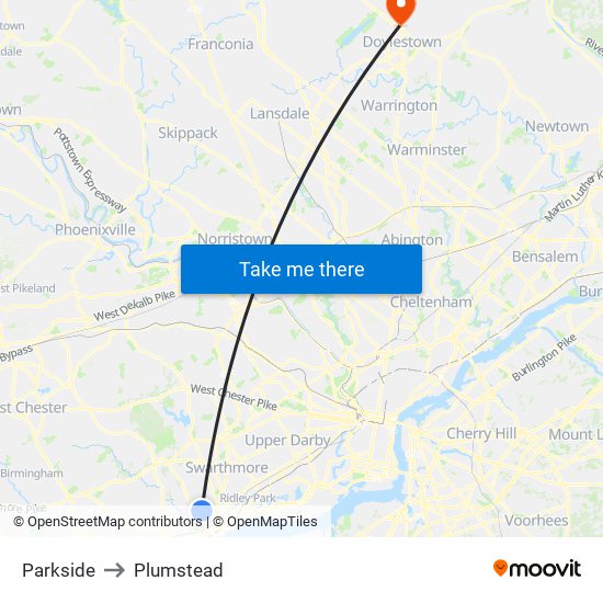 Parkside to Plumstead map