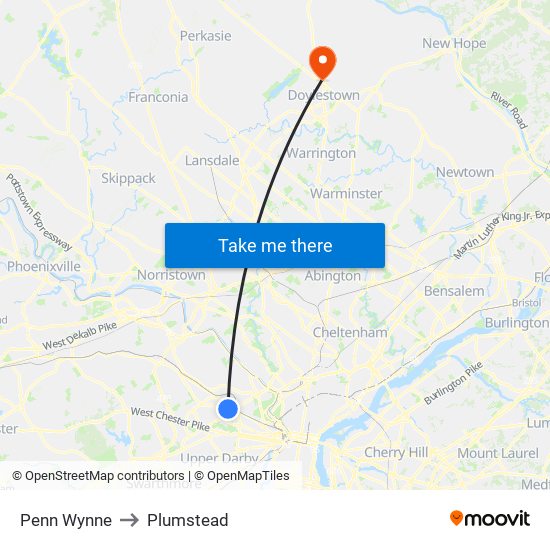 Penn Wynne to Plumstead map