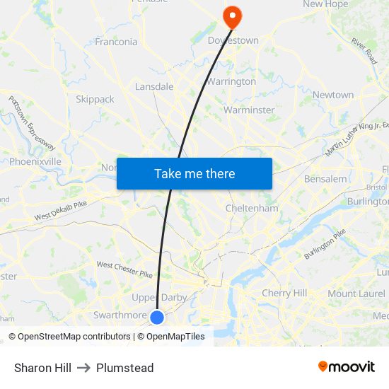 Sharon Hill to Plumstead map