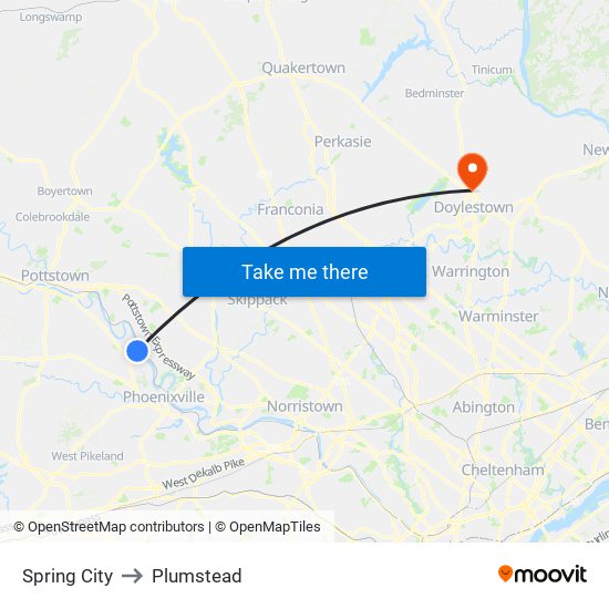 Spring City to Plumstead map