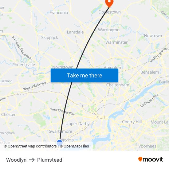 Woodlyn to Plumstead map