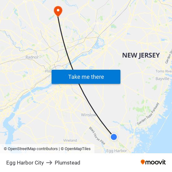 Egg Harbor City to Plumstead map