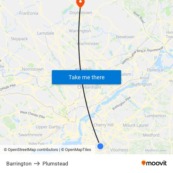 Barrington to Plumstead map