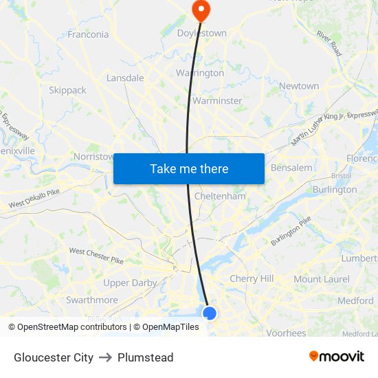 Gloucester City to Plumstead map