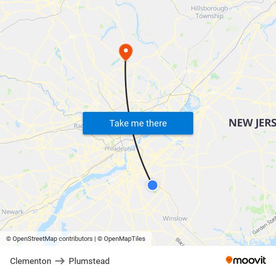 Clementon to Plumstead map