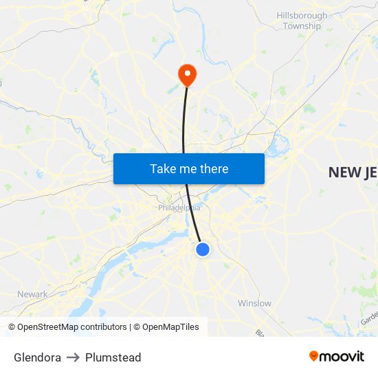 Glendora to Plumstead map