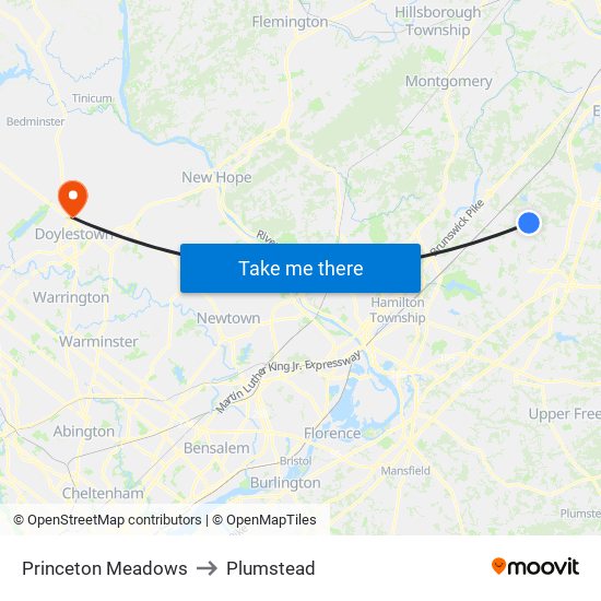 Princeton Meadows to Plumstead map