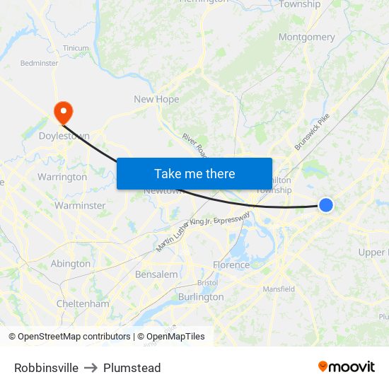 Robbinsville to Plumstead map