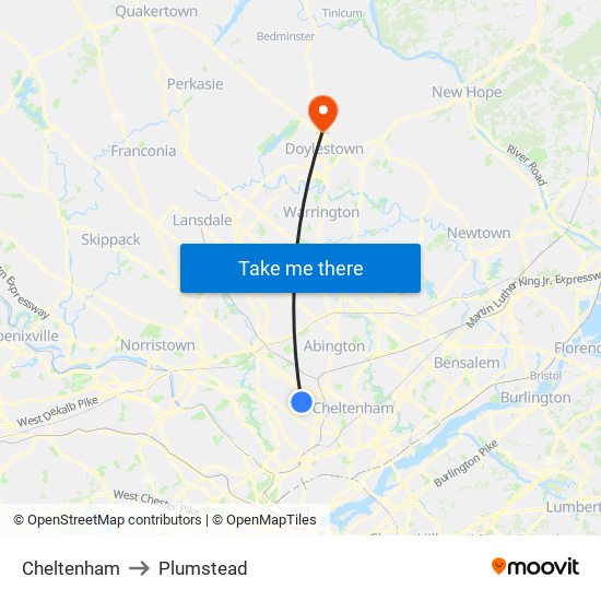 Cheltenham to Plumstead map