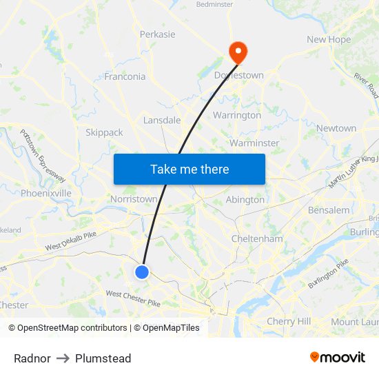 Radnor to Plumstead map