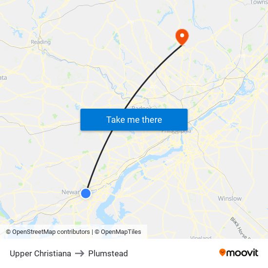 Upper Christiana to Plumstead map