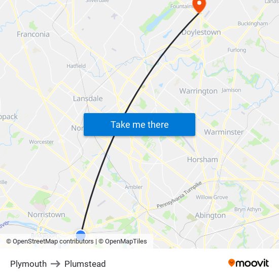 Plymouth to Plumstead map