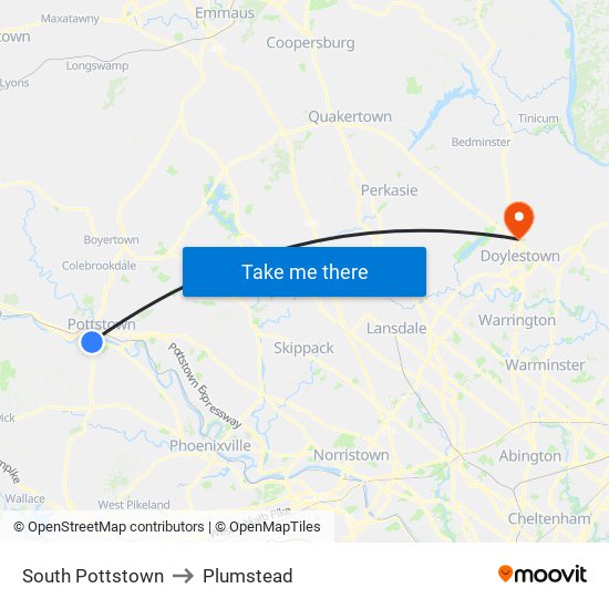 South Pottstown to Plumstead map