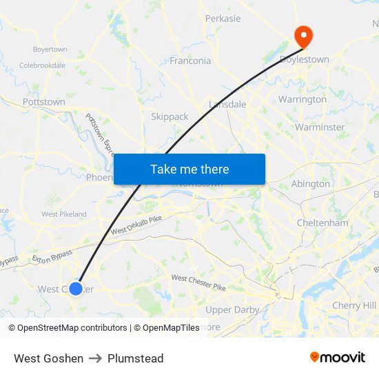 West Goshen to Plumstead map