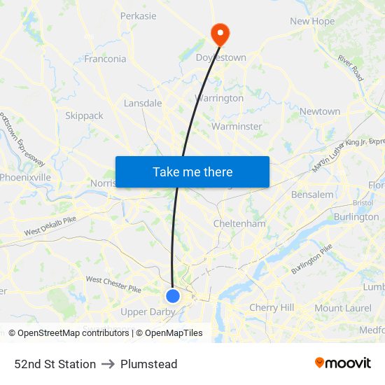 52nd St Station to Plumstead map