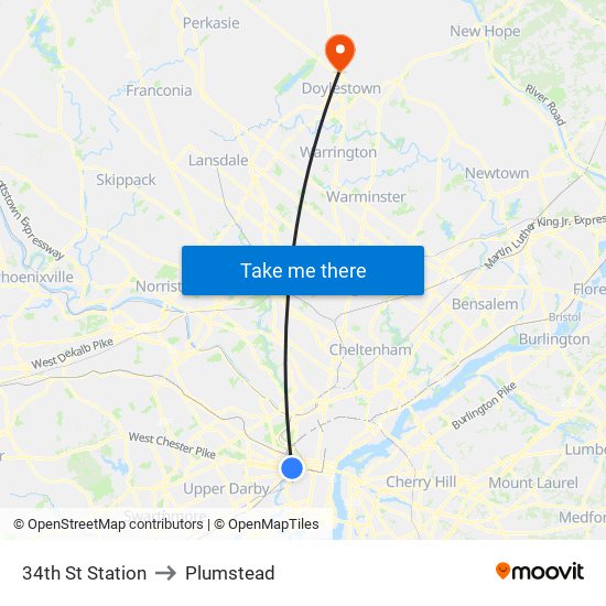 34th St Station to Plumstead map