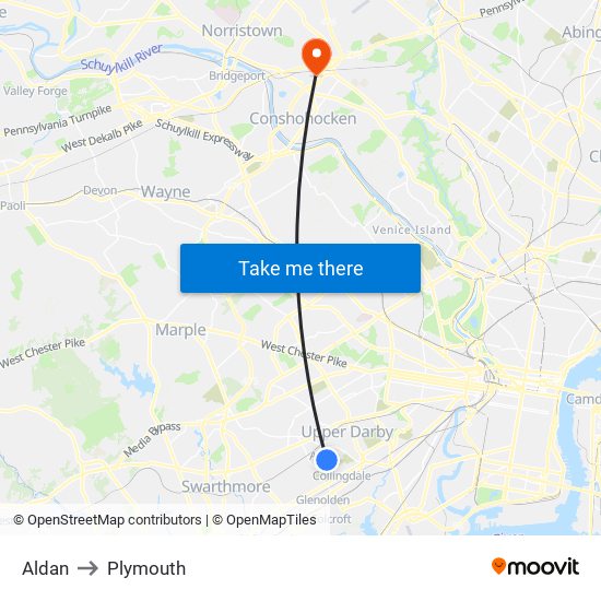 Aldan to Plymouth map