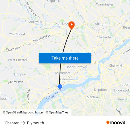 Chester to Plymouth map