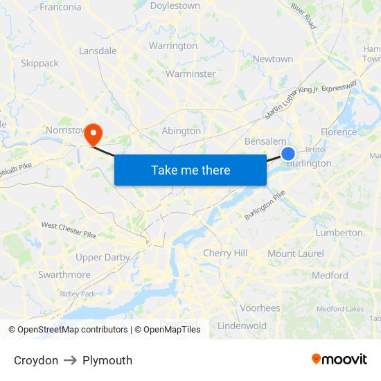 Croydon to Plymouth map
