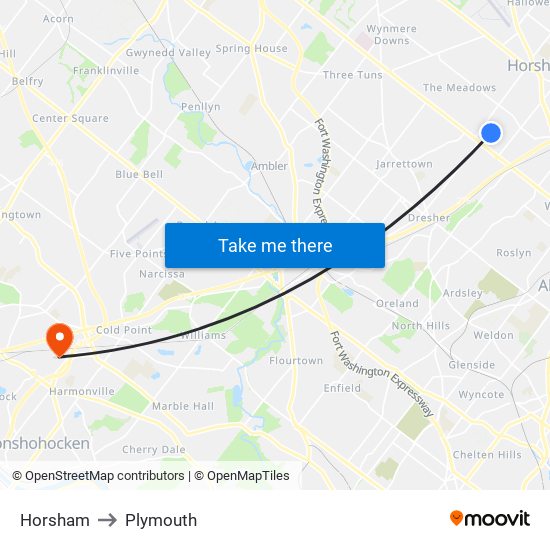 Horsham to Plymouth map