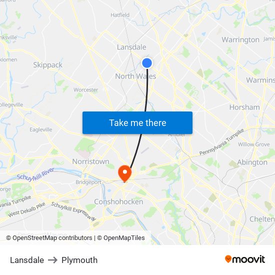 Lansdale to Plymouth map