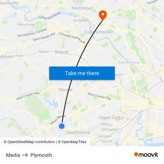 Media to Plymouth map
