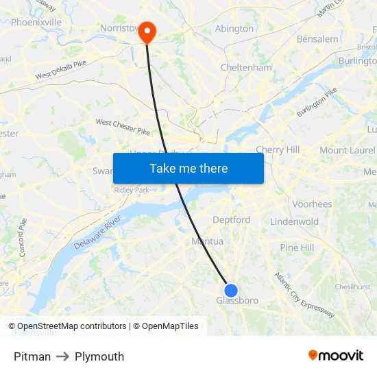 Pitman to Plymouth map