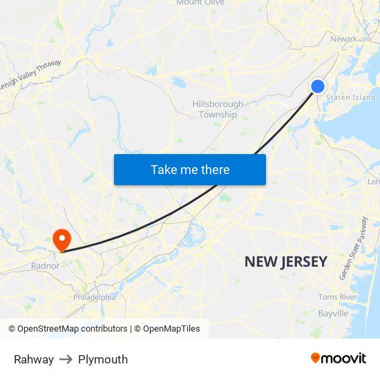 Rahway to Plymouth map