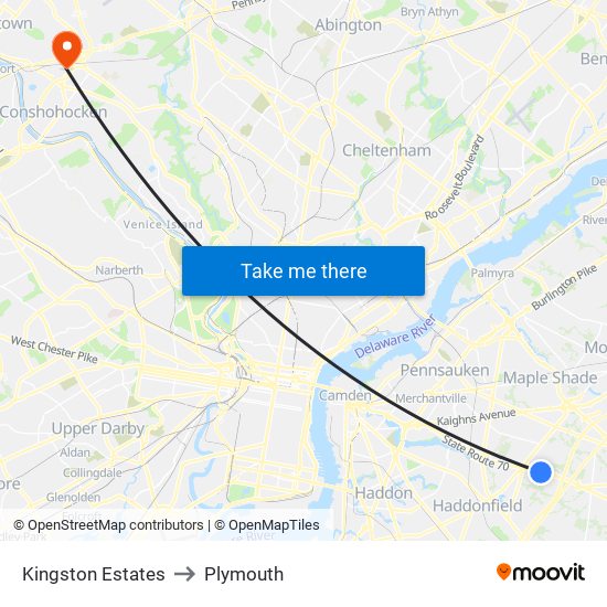 Kingston Estates to Plymouth map