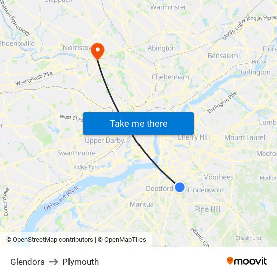Glendora to Plymouth map