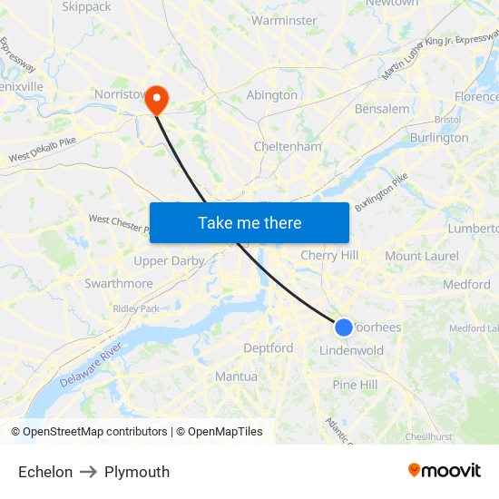 Echelon to Plymouth map
