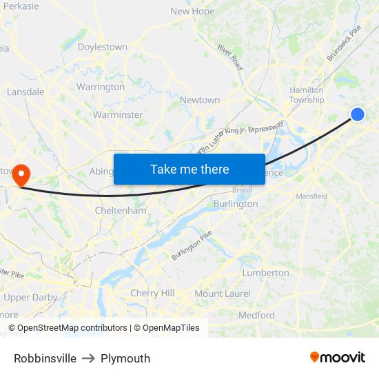 Robbinsville to Plymouth map