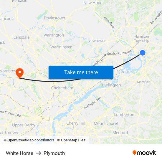 White Horse to Plymouth map