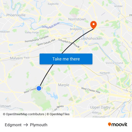 Edgmont to Plymouth map