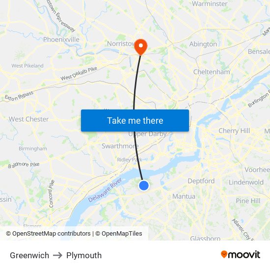 Greenwich to Plymouth map