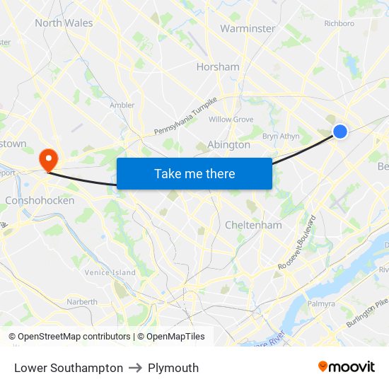 Lower Southampton to Plymouth map