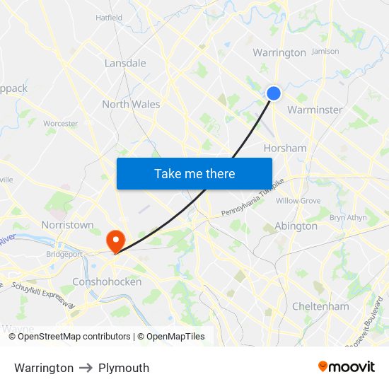 Warrington to Plymouth map