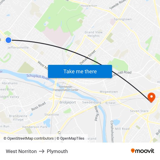 West Norriton to Plymouth map