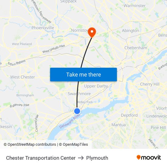 Chester Transportation Center to Plymouth map