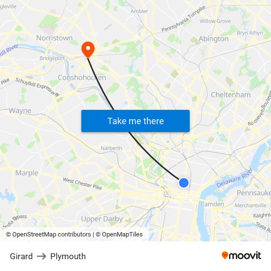 Girard to Plymouth map