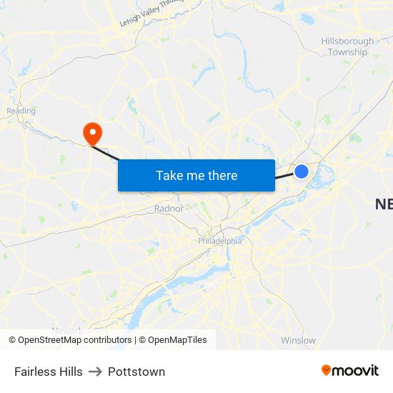 Fairless Hills to Pottstown map