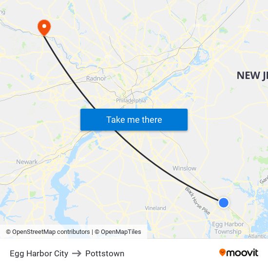 Egg Harbor City to Pottstown map