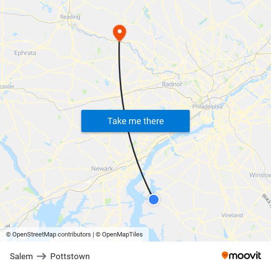 Salem to Pottstown map