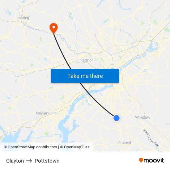Clayton to Pottstown map